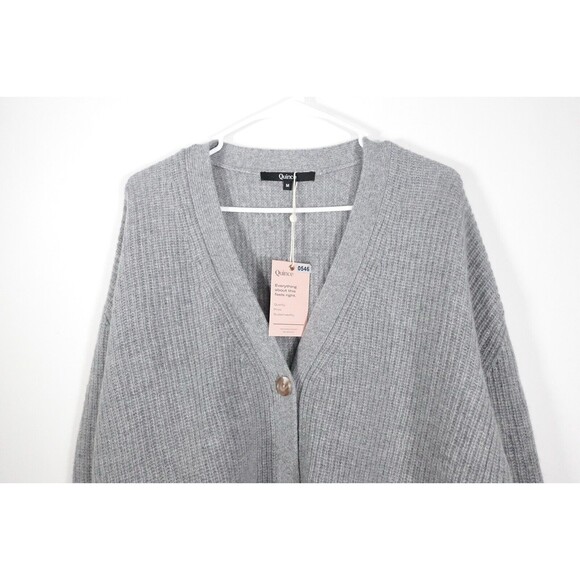 NWOT Quince Gray Mongolian Cashmere Oversized Boyfriend Cardigan Sweater M 0546 - Picture 5 of 9